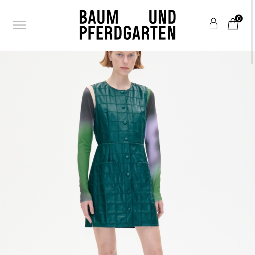 Faux leather green mini dress (unworn, NWT)